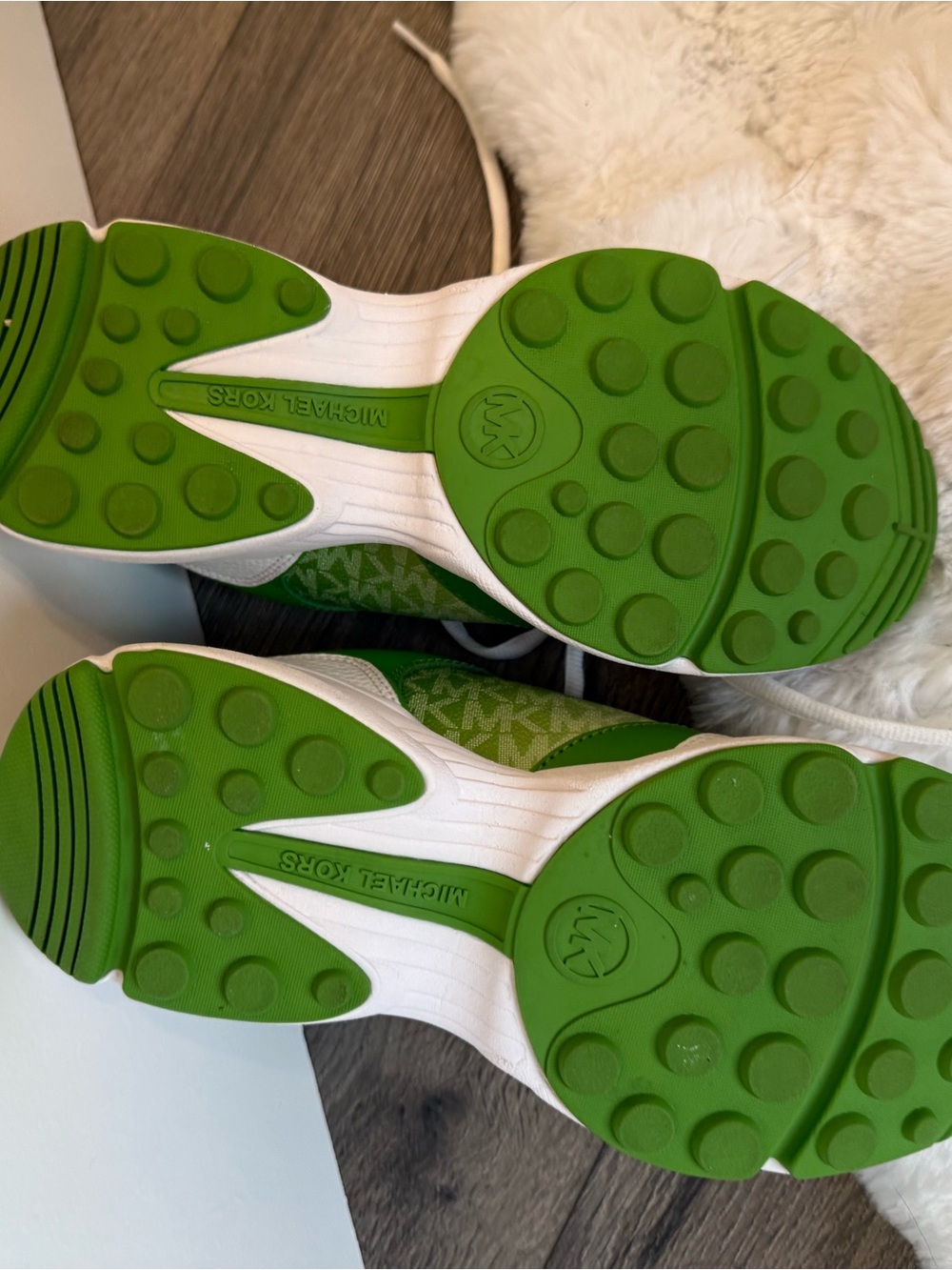 Michael Kors Women’s White & Green Logo Chunky Sneakers - Picture 5 of 6